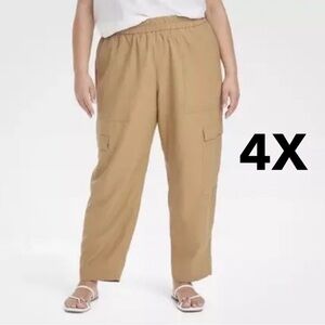 Target Khaki Cargo high-rise ankle elastic waist pockets Pants a New Day